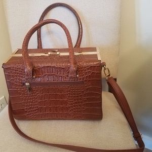 Brown leather box purse